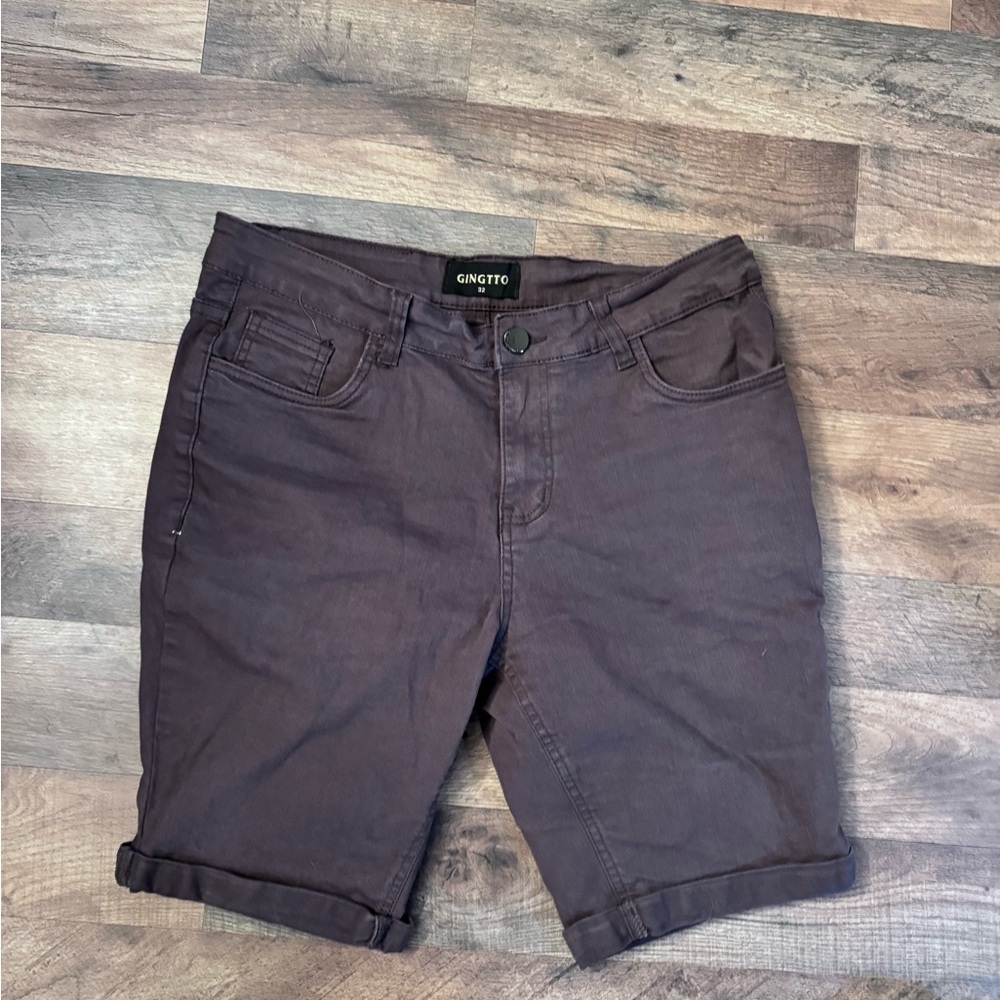 Men's Brown Denim Jean Shorts - Classic Five-Pocket Style